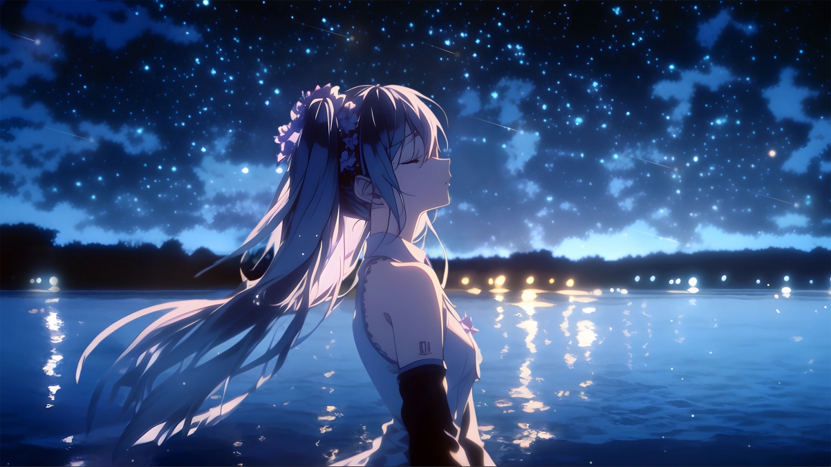 初音未来-湖畔星辰 4K壁纸